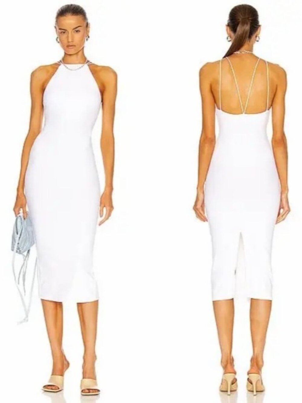 ALIX NYC Shiloh Midi Dress White Strappy Back Womens Size S